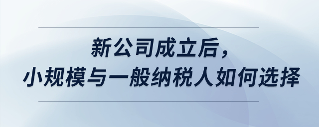新公司成立后，小規(guī)模與一般納稅人如何選擇？