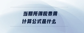 當(dāng)期所得稅費(fèi)用是什么