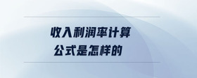 收入利潤率計算公式是怎樣的