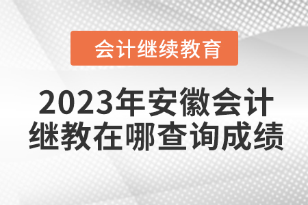 2023年安徽會計繼續(xù)教育在哪查詢成績？
