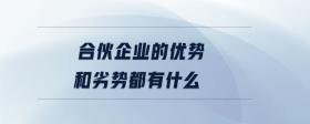 合伙企業(yè)的優(yōu)勢(shì)和劣勢(shì)都有什么