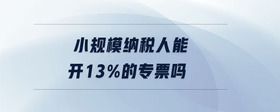小規(guī)模納稅人能開(kāi)13%的專(zhuān)票嗎
