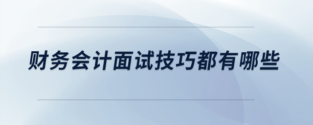 財(cái)務(wù)會(huì)計(jì)面試技巧都有哪些？