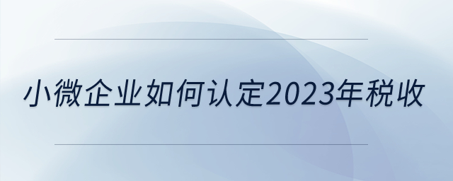 小微企業(yè)如何認定2023年稅收？