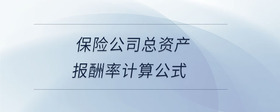 保險公司總資產(chǎn)報酬率計算公式