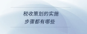稅收策劃的實(shí)施步驟都有哪些