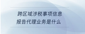 跨區(qū)域涉稅事項(xiàng)信息報(bào)告代理業(yè)務(wù)是什么