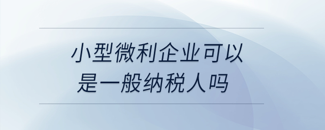 小型微利企業(yè)可以是一般納稅人嗎？