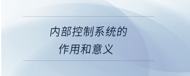 內(nèi)部控制系統(tǒng)的作用和意義