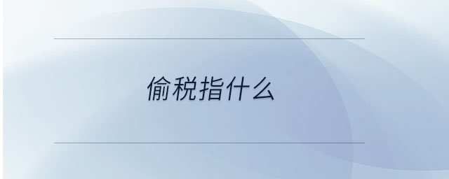 偷稅指什么