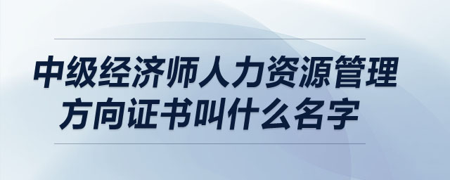中級經(jīng)濟(jì)師人力資源管理方向證書叫什么名字