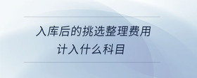 入庫后的挑選整理費(fèi)用計(jì)入什么科目
