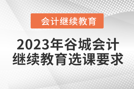 2023年谷城會(huì)計(jì)人員繼續(xù)教育選課要求