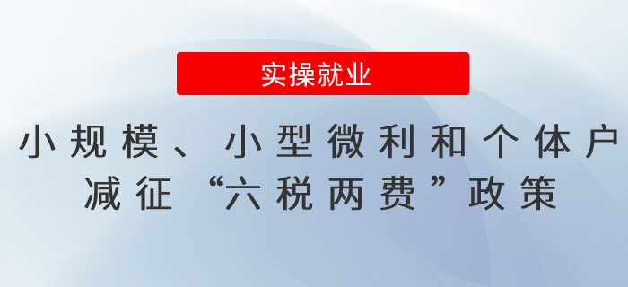 小規(guī)模納稅人、小型微利企業(yè)和個(gè)體戶減征“六稅兩費(fèi)”政策
