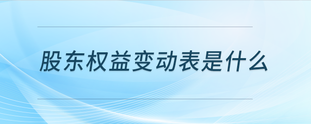 股東權(quán)益變動(dòng)表是什么