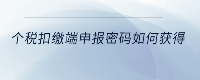 個稅扣繳端申報密碼如何獲得？