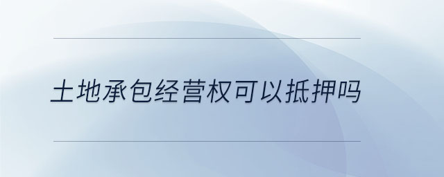 土地承包經(jīng)營權(quán)可以抵押嗎