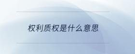 權(quán)利質(zhì)權(quán)是什么意思