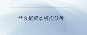 什么是資本結(jié)構(gòu)分析