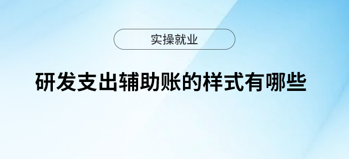 研發(fā)支出輔助賬的樣式有哪些？一文帶你了解