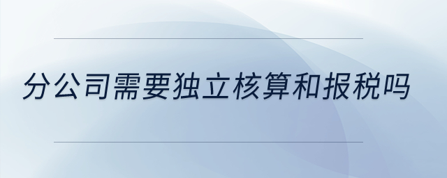 分公司需要獨立核算和報稅嗎？
