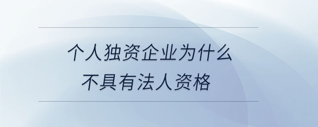 個人獨資企業(yè)為什么不具有法人資格