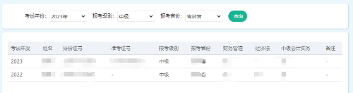 中級會計考試查詢成績