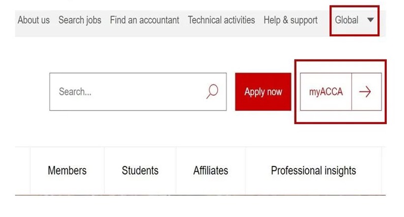 第一步：登錄ACCA官網(wǎng)www.accaglobal.com，點(diǎn)擊myACCA