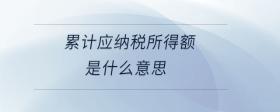 累計應納稅所得額是什么意思