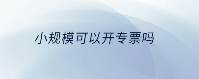 小規(guī)?？梢蚤_專票嗎？