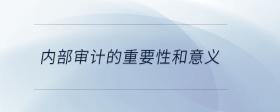內(nèi)部審計(jì)的重要性和意義
