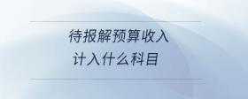待報(bào)解預(yù)算收入計(jì)入什么科目