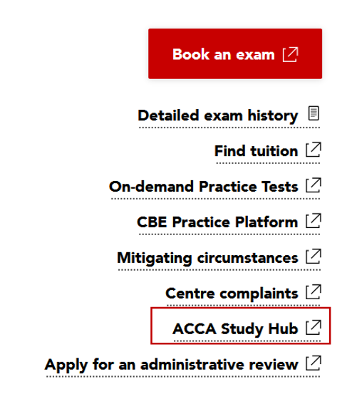 2. 在“Your exam progress”界面點(diǎn)擊“ACCA Study Hub”，即可進(jìn)入