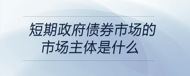 短期政府債券市場(chǎng)的市場(chǎng)主體是什么