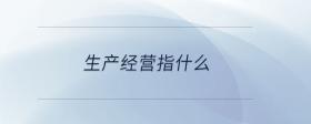 生產(chǎn)經(jīng)營(yíng)指什么