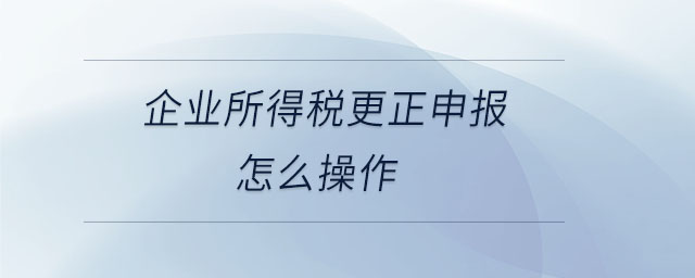 企業(yè)所得稅更正申報(bào)怎么操作