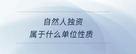 自然人獨(dú)資屬于什么單位性質(zhì)