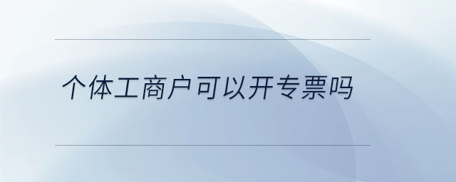 個(gè)體工商戶可以開專票嗎