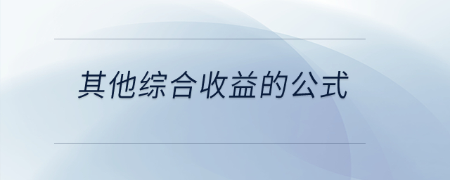 其他綜合收益的公式？