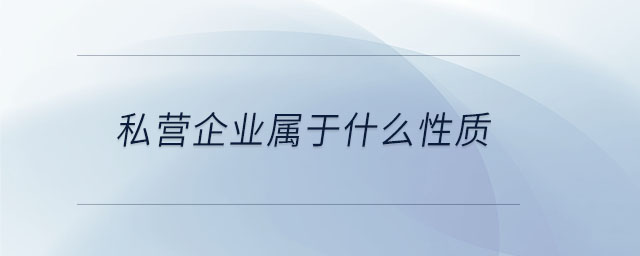 私營企業(yè)屬于什么性質