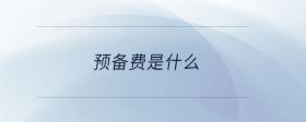 預備費是什么