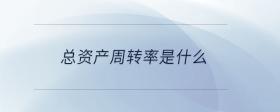 總資產(chǎn)周轉率是什么