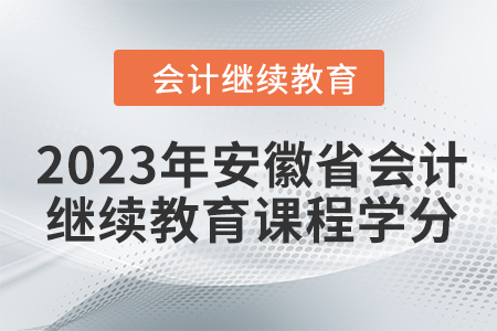 2023年安徽省會(huì)計(jì)人員繼續(xù)教育課程學(xué)分