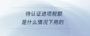 待認證進項稅額是什么情況下用的