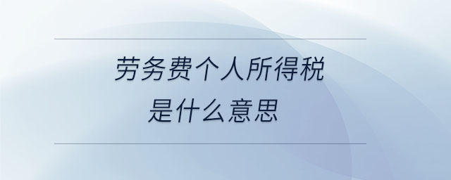 勞務(wù)費個人所得稅是什么意思