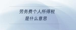 勞務(wù)費個人所得稅是什么意思