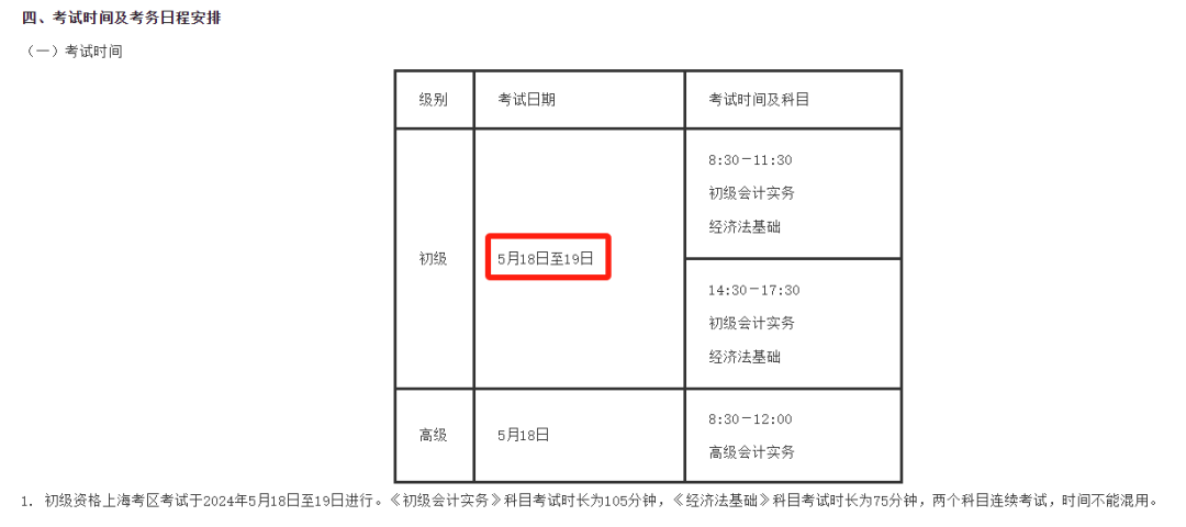 上海初級會計(jì)考試時(shí)間