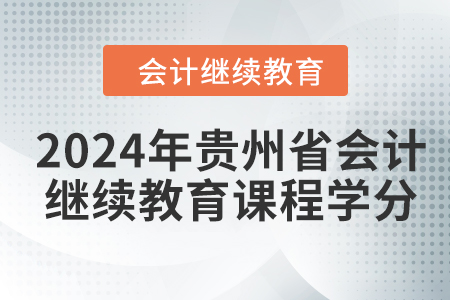 2024年貴州省會(huì)計(jì)繼續(xù)教育課程學(xué)分