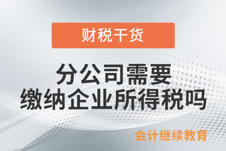 分公司需要繳納企業(yè)所得稅嗎？