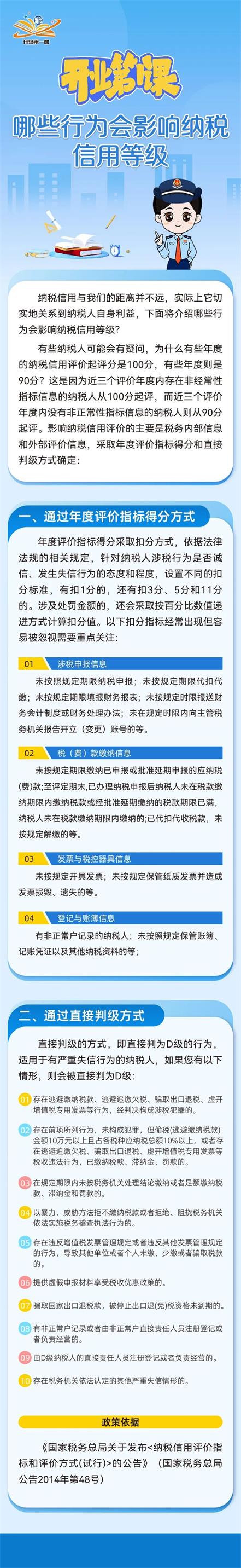 哪些行為會(huì)影響納稅信用等級(jí)？